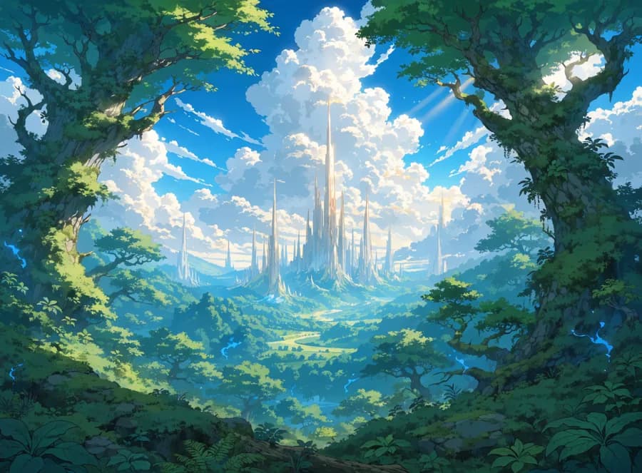A sweeping view of the fantasy kingdom of Madrigal